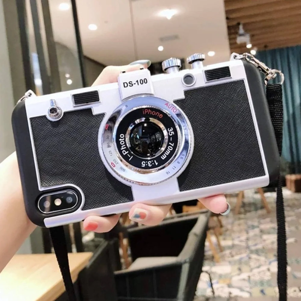 IPhone 10 Case, Umiko(TM) 3D Cool Camera Design Case with Long Strap Rope